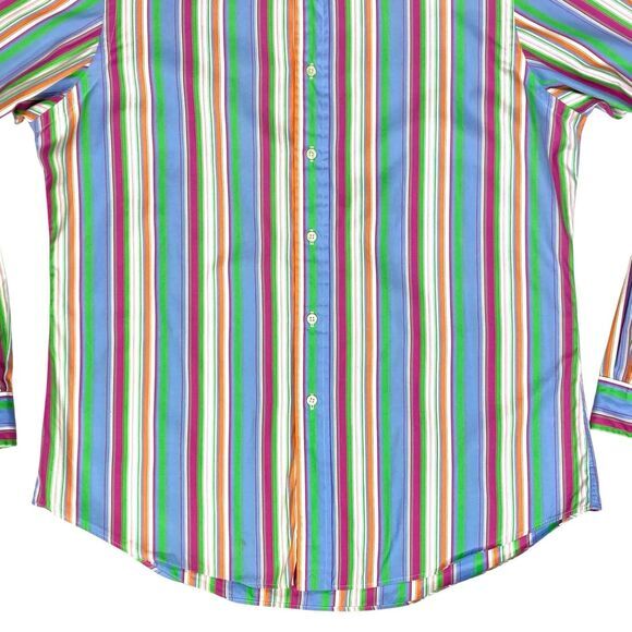 Ralph Lauren Shirt Men L Multicolor Classic Stripe Custom Fit Oxford Button Down - Picture 4 of 14
